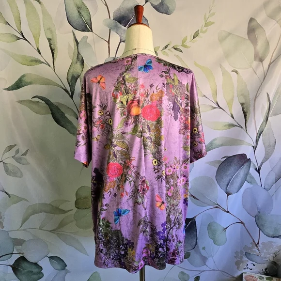 DRESSFO | Butterfly & Floral Print Blouse sz XL - Picture 3 of 5